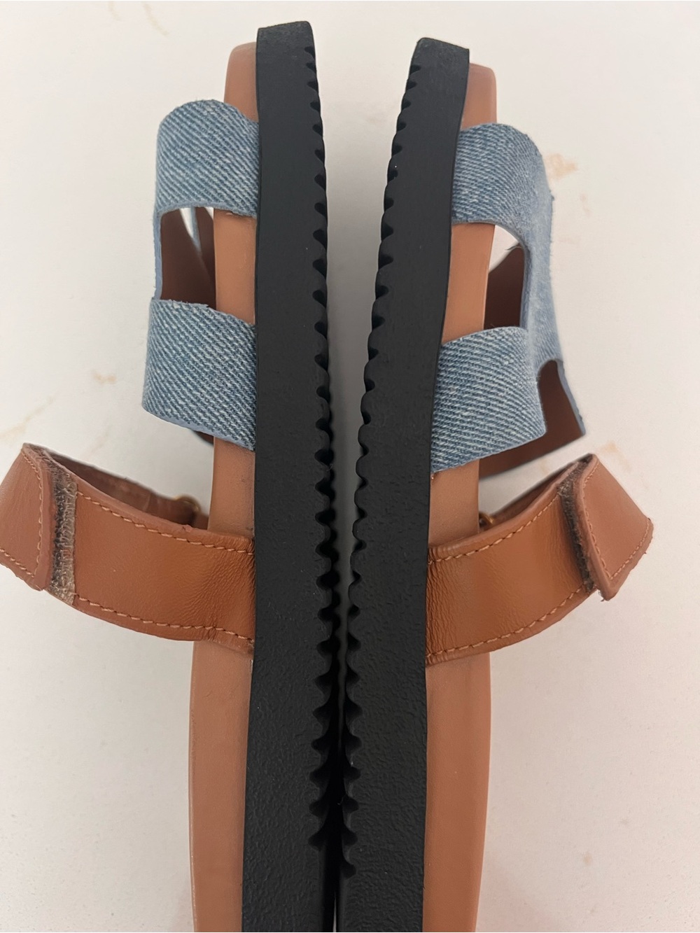 Steve Madden Mayven Denim & Tan Slide Sandals - Picture 7 of 9